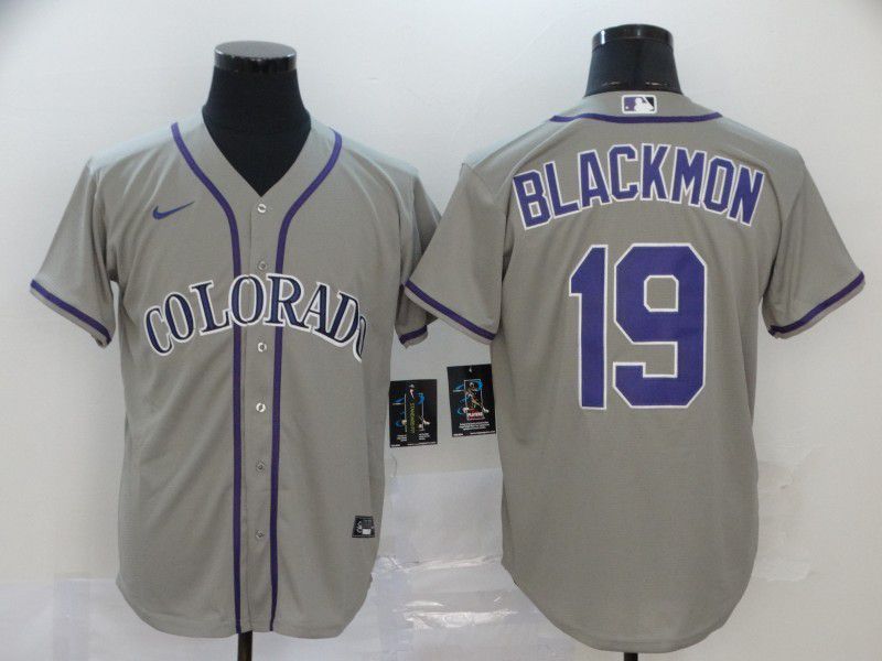 Men Colorado Rockies #19 Blackmon Grey Nike Game MLB Jerseys